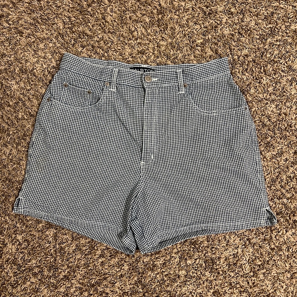 Halston Heritage Black & White Gingham Jean Shorts